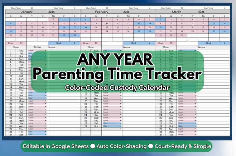Custody Parenting Time Tracker Custody Parenting Time Tracker