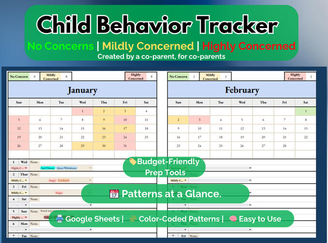 Custody Child Behavior Tracker Custody Child Behavior Tracker