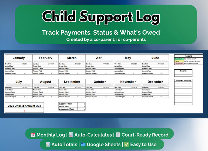 Child Support Log Child Support Log